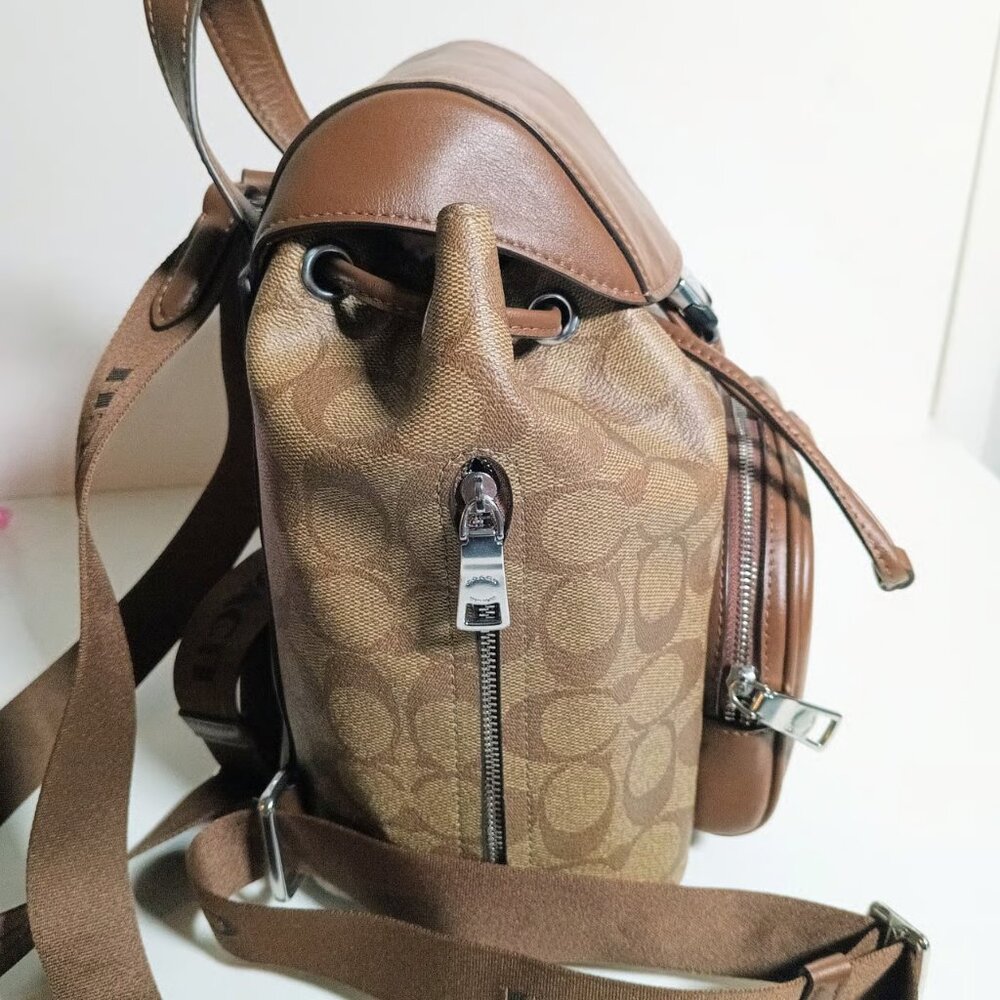 Coach Pace Backpack In Signature Canvas Khaki Saddle CR130 - Picture 11 of 11